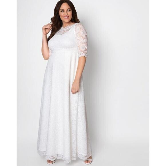 Kiyonna Dress Wedding Gown 3X Sweet Serenity White Full Length Pockets Slimming - Picture 8 of 9